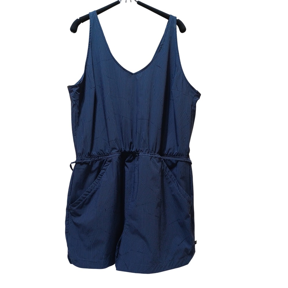 Mountain Hardwear Railay Romper Women XL Blue Pinstripe Travel Athleisure Sporty